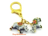 Active Rhinoceros & Elephant Amulet Keychain