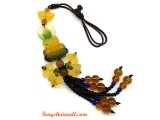 Colorful Liuli Kuan Yin with Lotuses Beaded Tassel