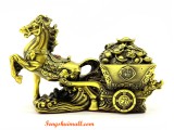 Super Rich Brass Tribute Horse Pulling a Cart of Treasure